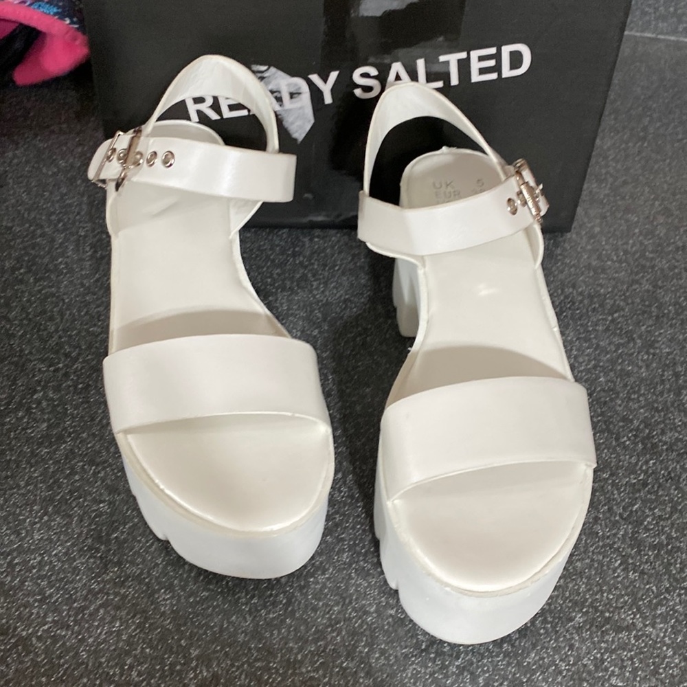 READYSALTED Chunky Platform Sandals Open Adjustable Ankle Strap Size 7